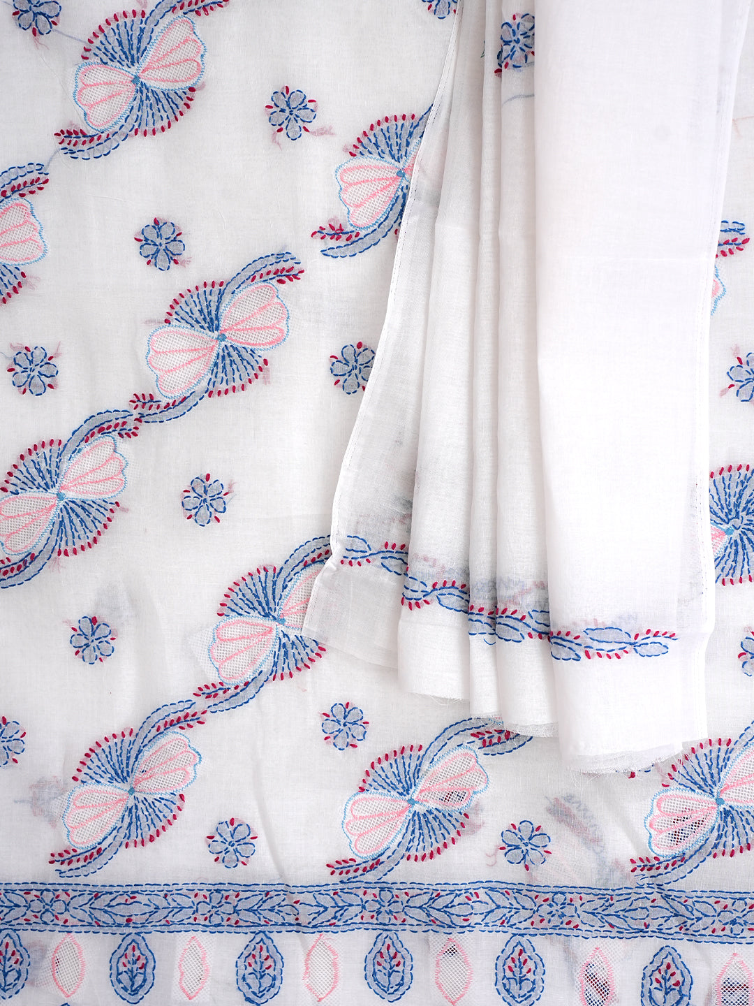 Ada Hand Embroidered White Cotton Lucknowi Chikankari Unstitched Suit Piece 01A952194_5