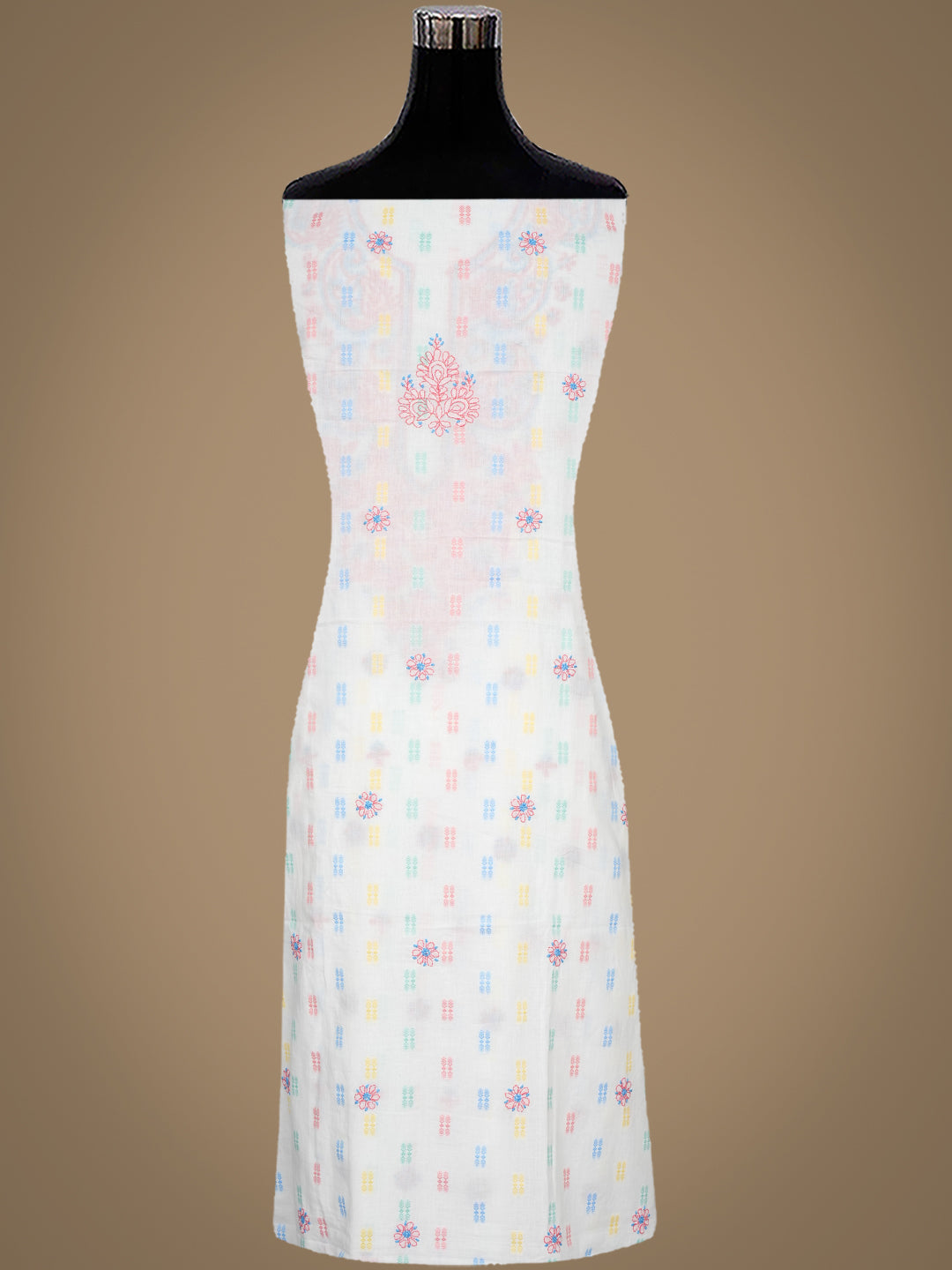 Ada Hand Embroidered White Cotton Lucknowi Chikankari Unstitched Suit Piece 01A994249