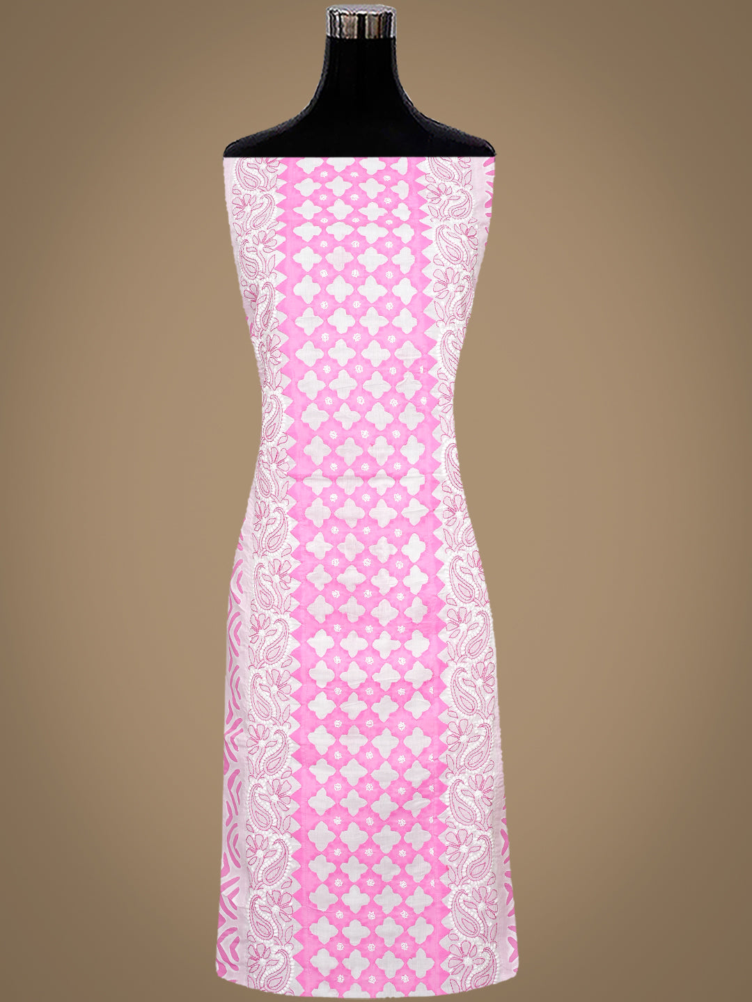Ada Hand Embroidered White Cotton Lucknowi Chikankari Unstitched Suit Piece 01A845314