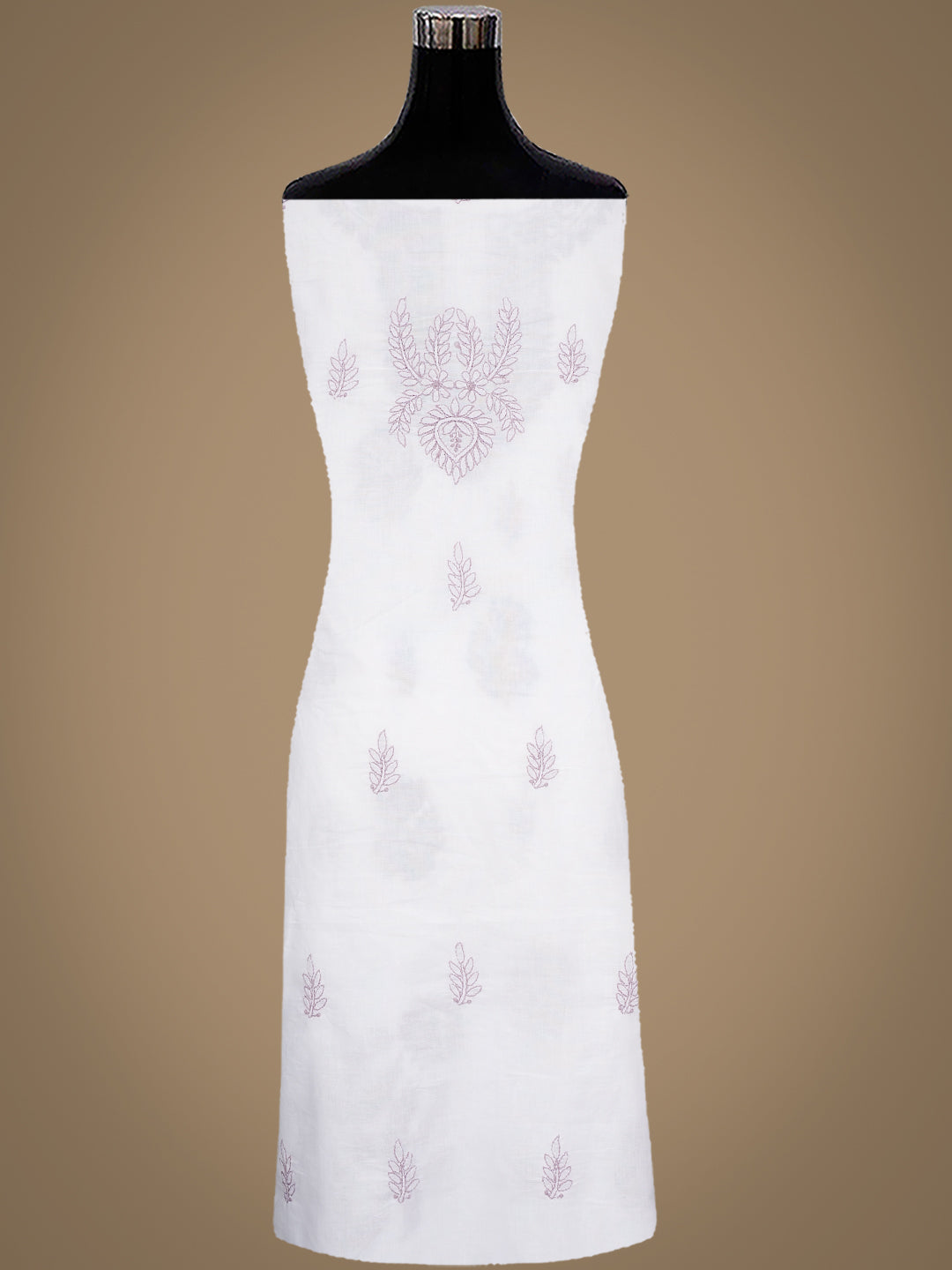 Ada Hand Embroidered White Cotton Lucknowi Chikankari Unstitched Suit Piece With Chiffon Dupatta 01A981788