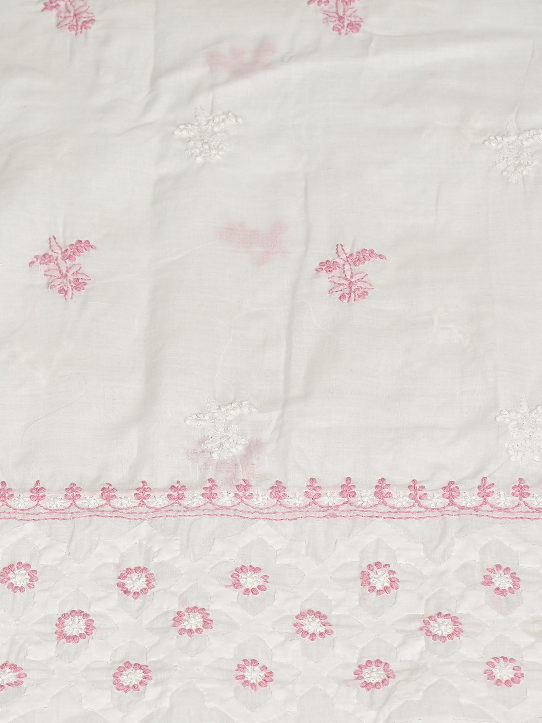 Ada Hand Embroidered White Cotton Lucknowi Chikankari Unstitched Suit Set 01A999106
