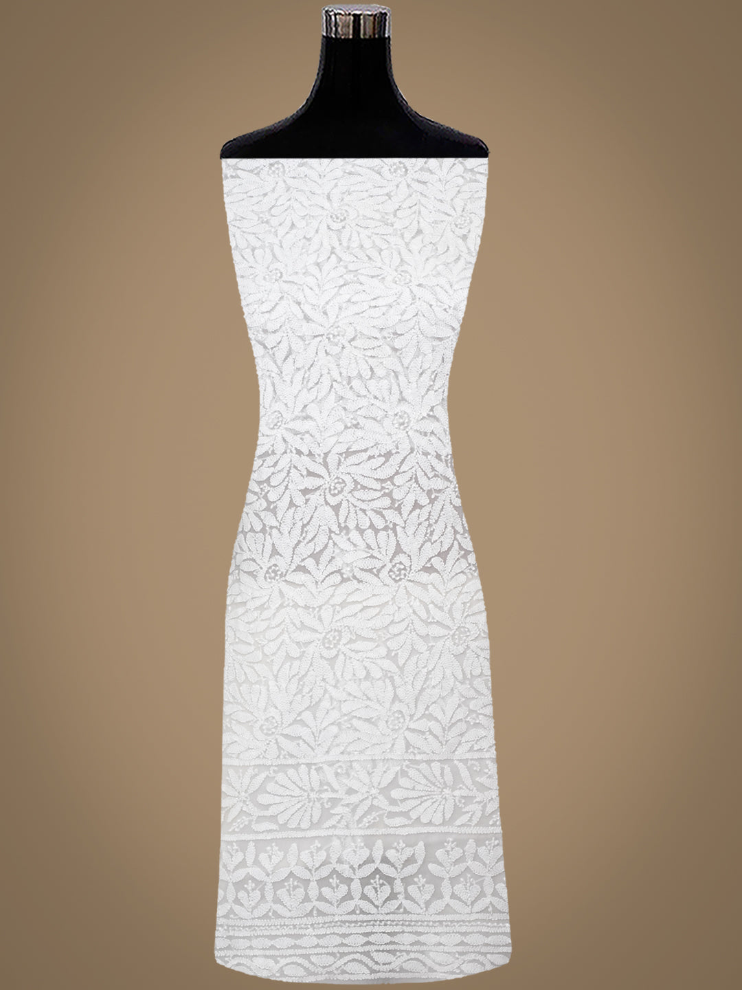 Ada Hand Embroidered White Faux Georgette Lucknowi Chikankari Unstitched Suit Piece 01A1002692
