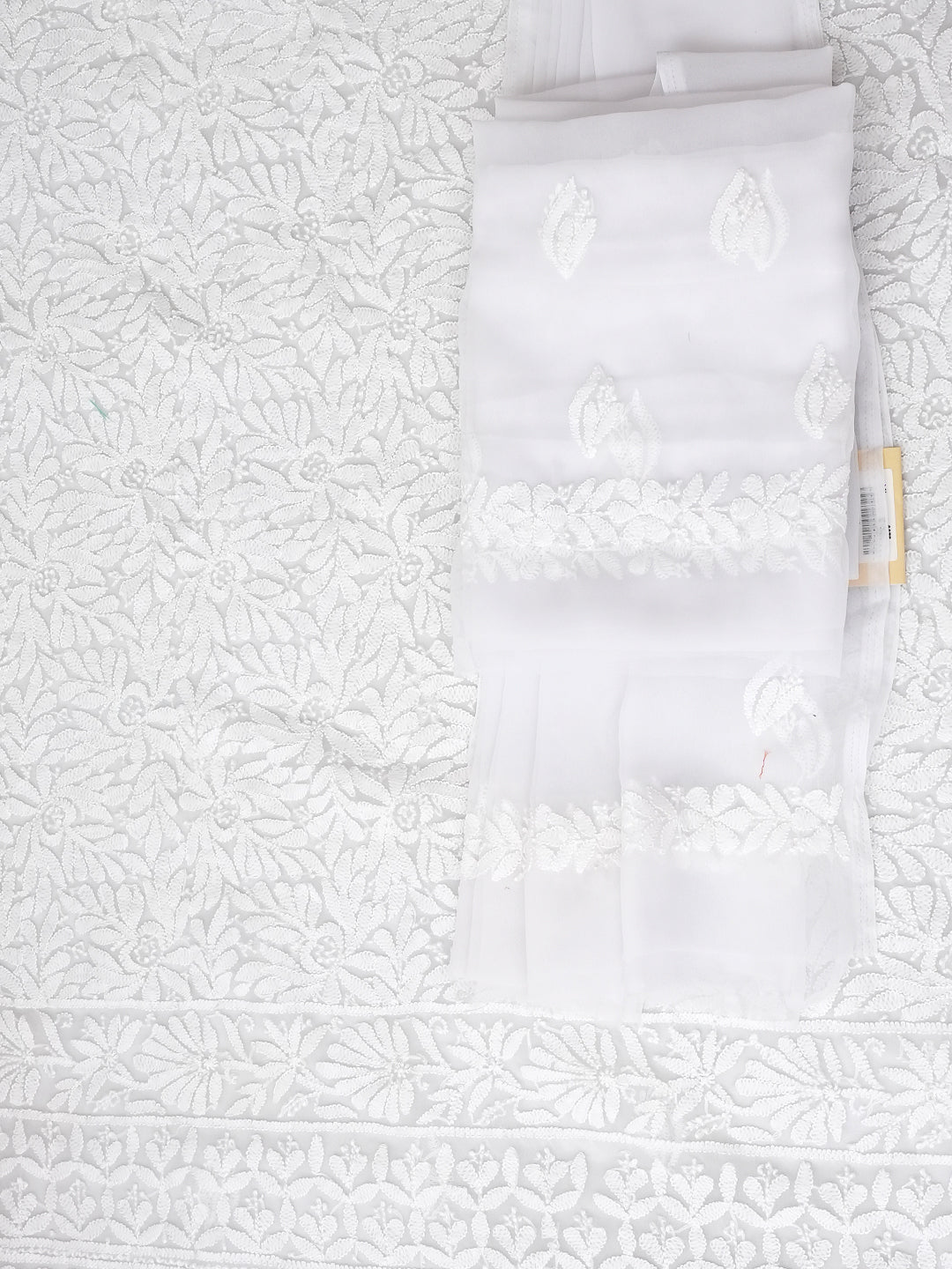 Ada Hand Embroidered White Faux Georgette Lucknowi Chikankari Unstitched Suit Piece 01A1002692