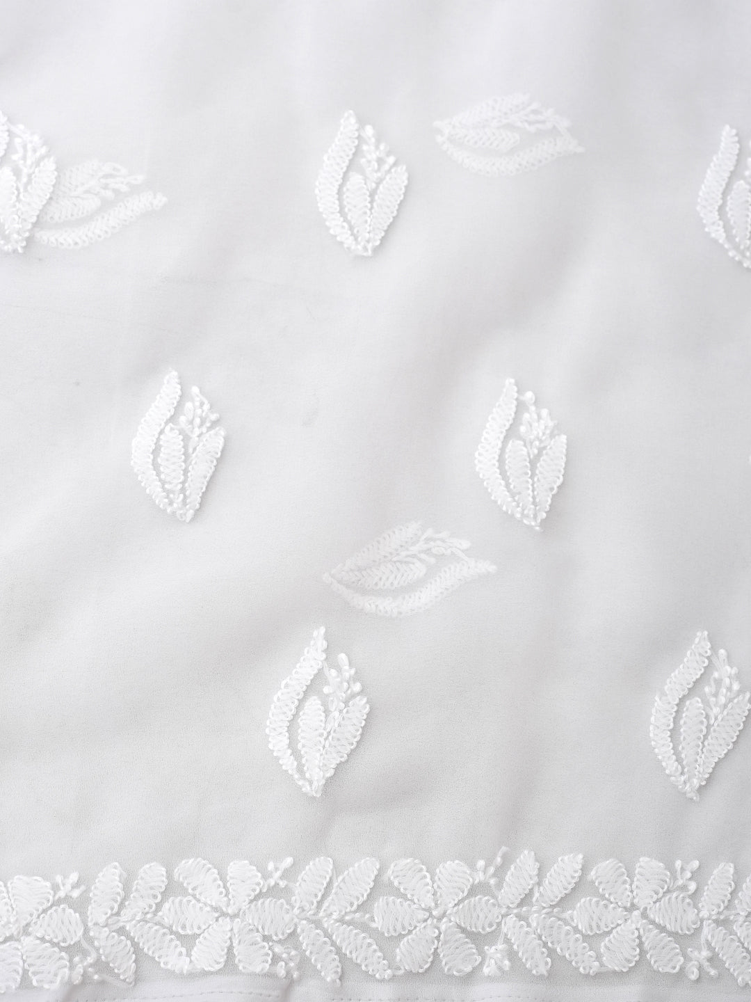 Ada Hand Embroidered White Faux Georgette Lucknowi Chikankari Unstitched Suit Piece 01A1002692