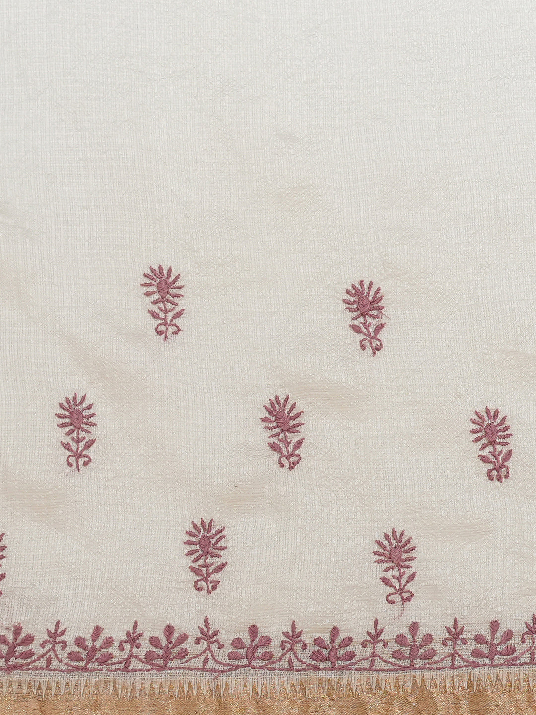 Ada Hand Embroidered White Ivory Kota Silk Lucknowi Chikankari Saree and Blouse 07A500430