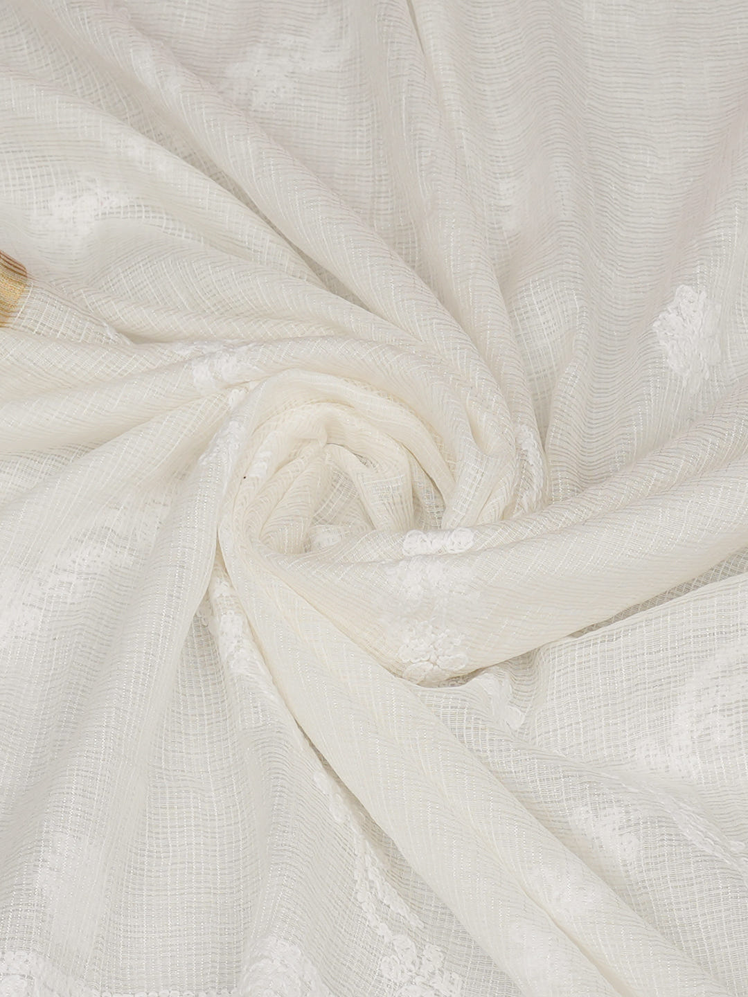 Ada Hand Embroidered White Kota Chanderi Lucknowi Chikankari Dupatta 01A960511