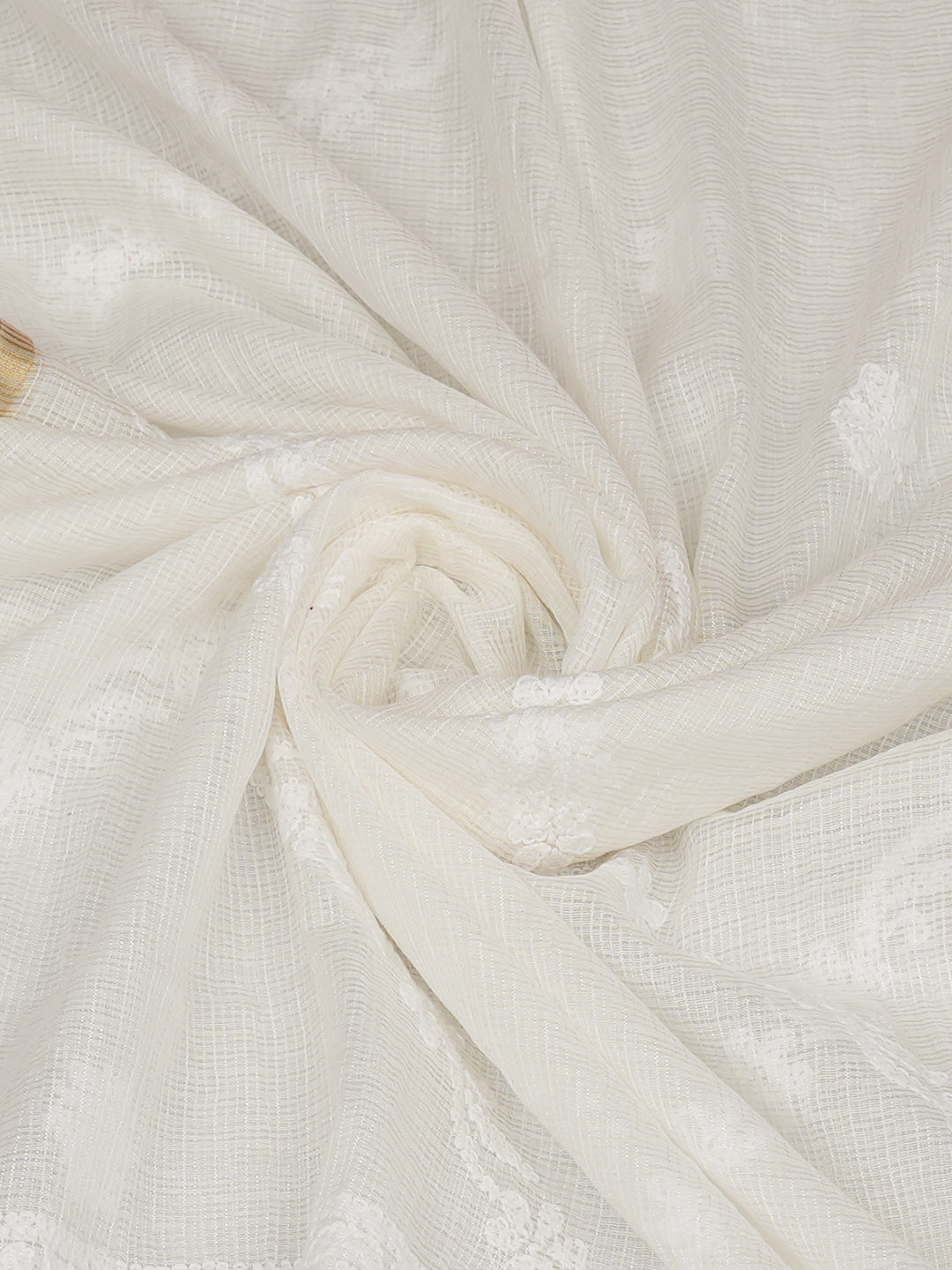 Ada Hand Embroidered White Kota Chanderi Lucknowi Chikankari Dupatta 01A960511