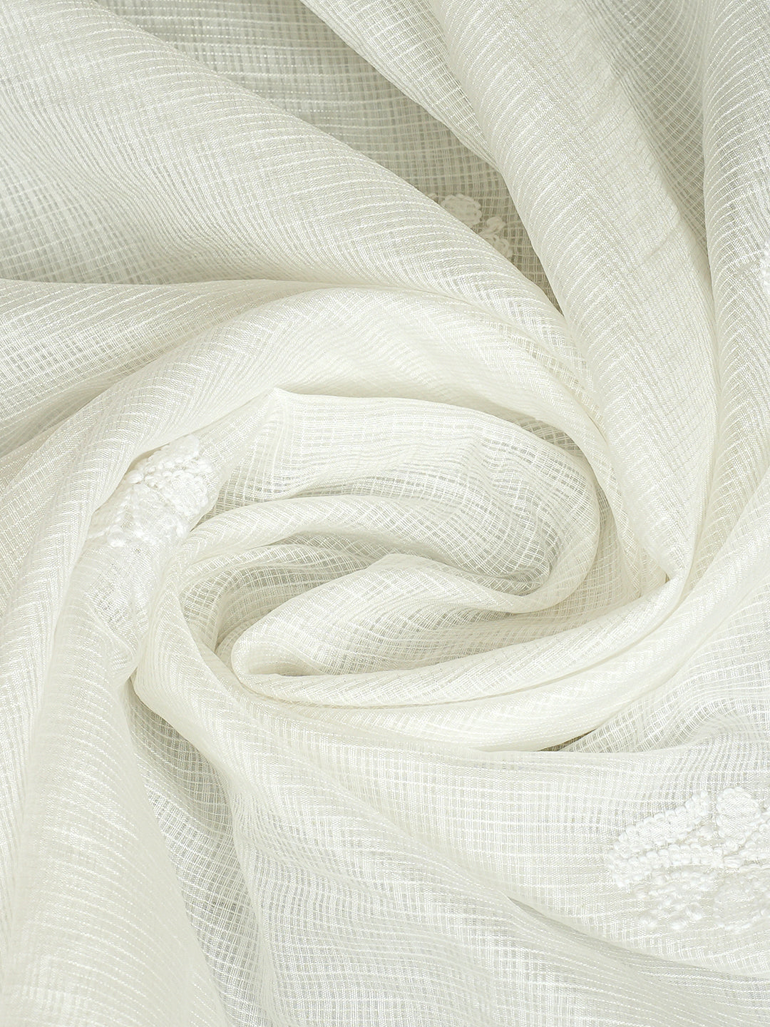 Ada Hand Embroidered White Kota Chanderi Lucknowi Chikankari Dupatta 01A997042