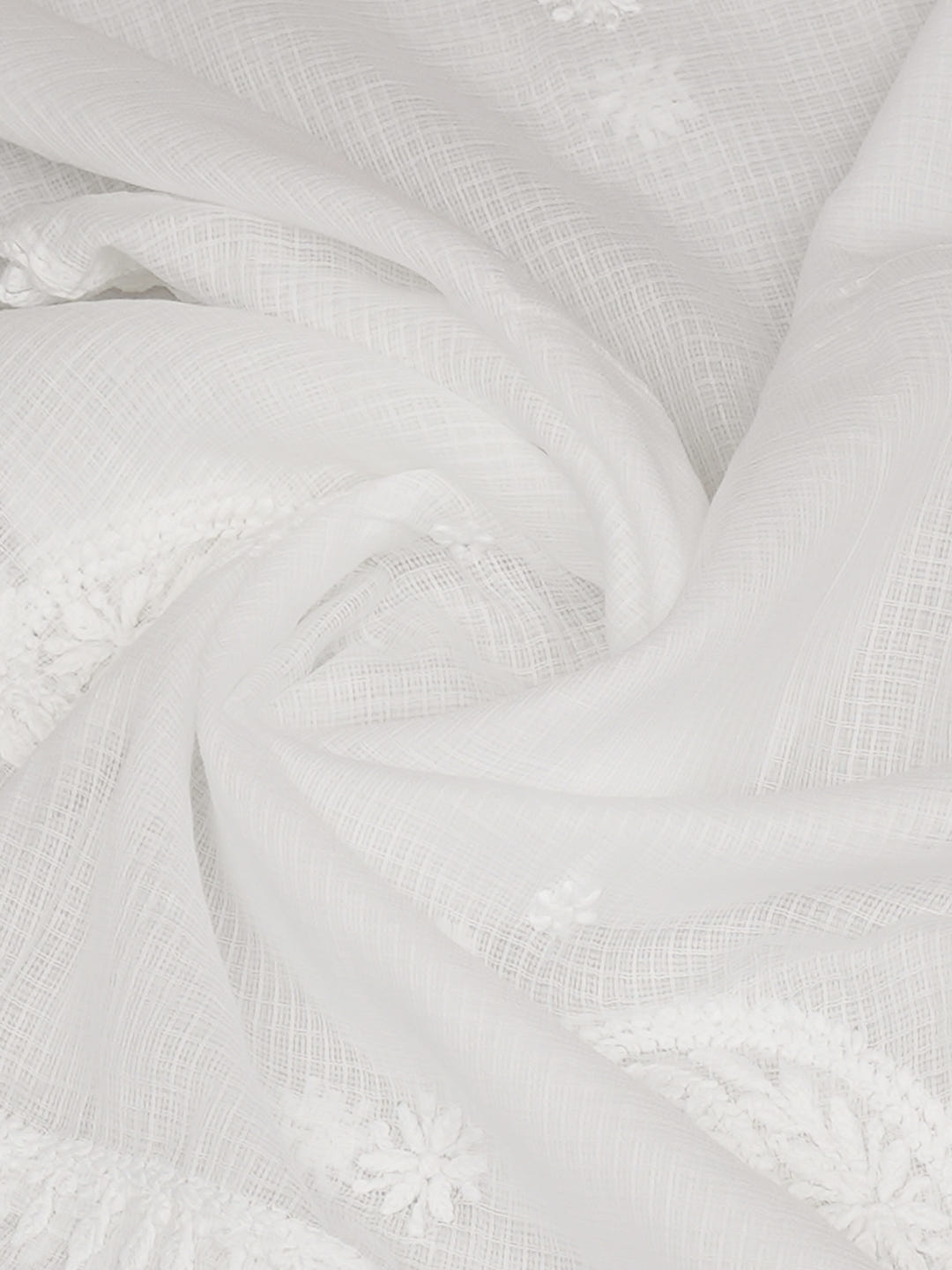 Ada Hand Embroidered White Kota Lucknowi Chikankari Dupatta 01A985390