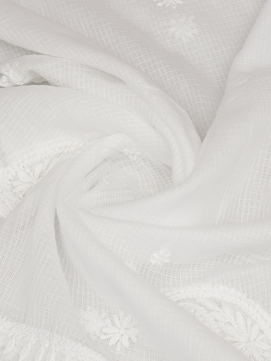 Ada Hand Embroidered White Kota Lucknowi Chikankari Dupatta 01A985390