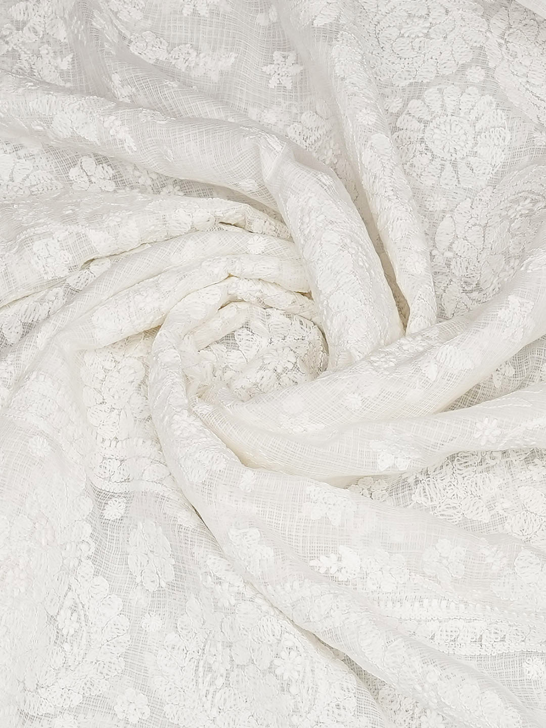 Ada Hand Embroidered White Kota Lucknowi Chikankari Dupatta 01A985491