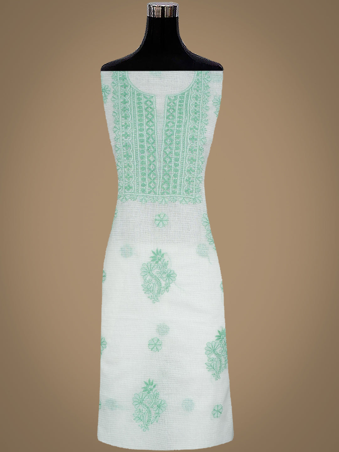 Elegant White Lucknowi Chikankari Kota Kurta with Dupatta