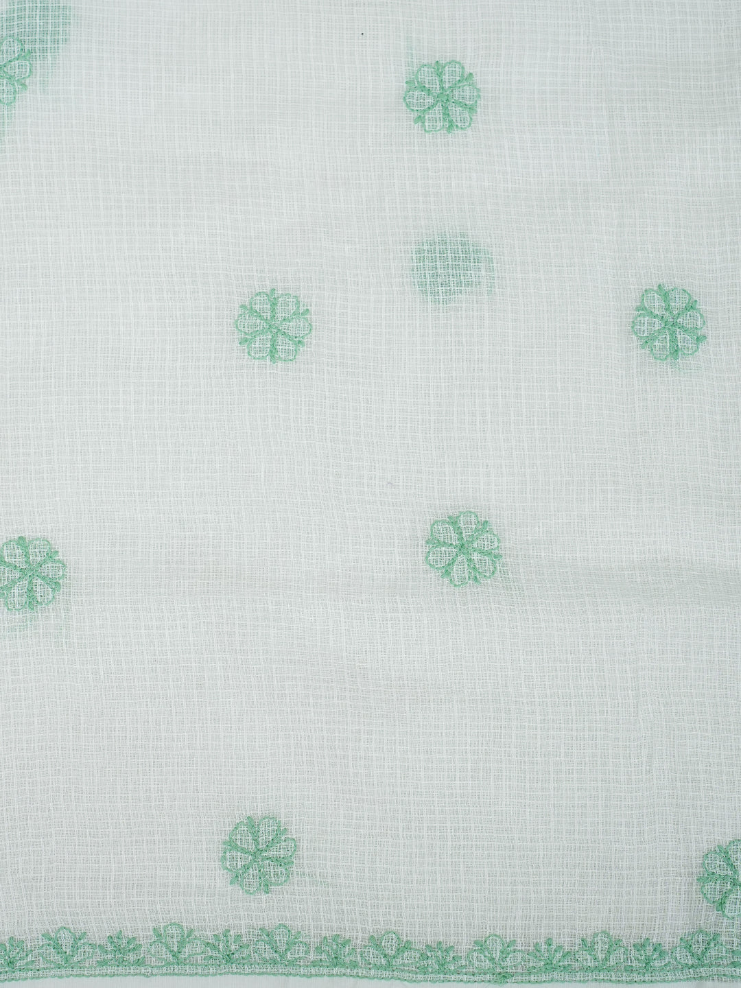 Designer White Kota Chikankari Kurta Fabric Set by Ada