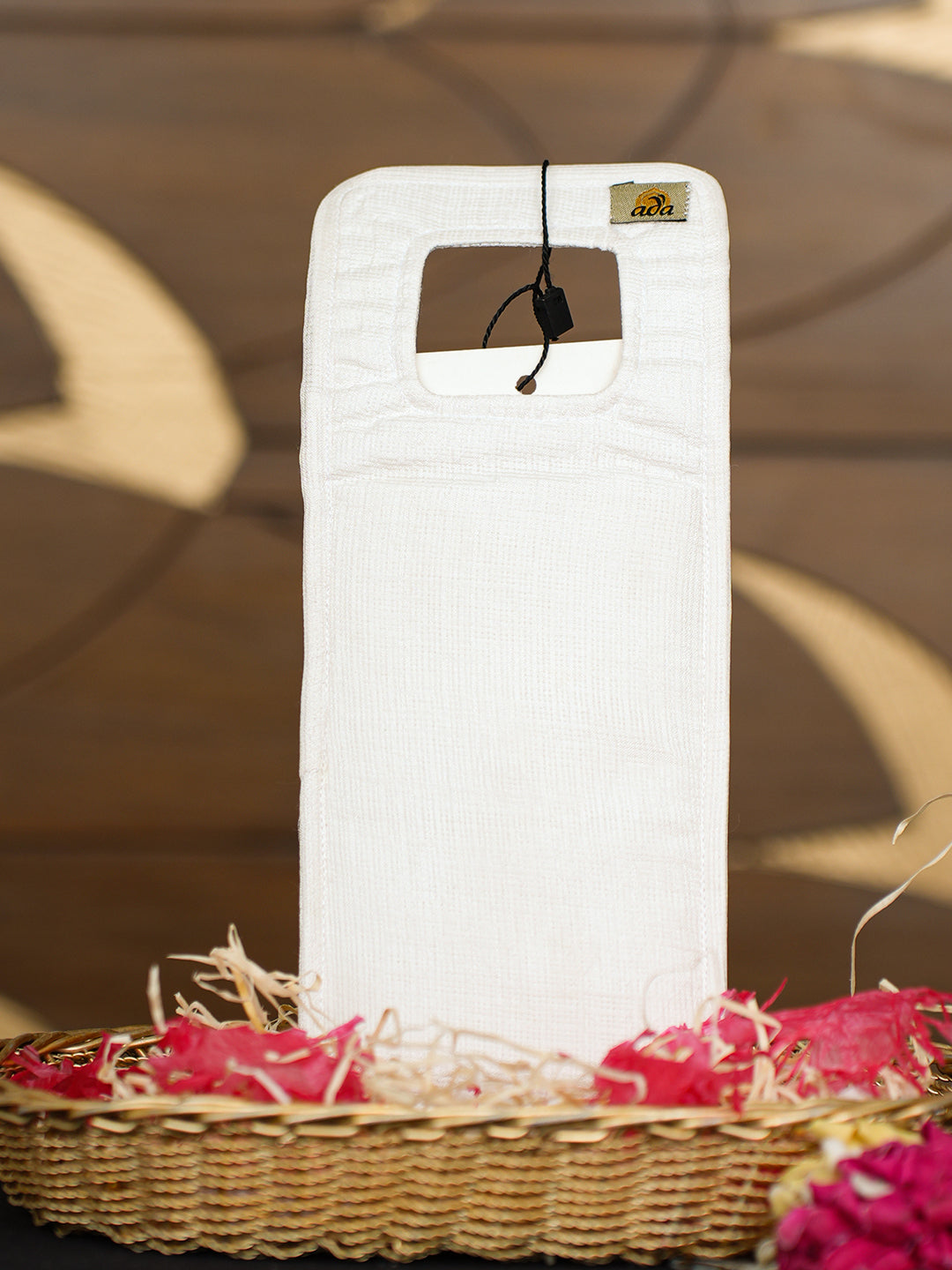 Ada Hand Embroidered White Old Lace Kota Silk Lucknowi Chikankari Mobile Cover 01A998791