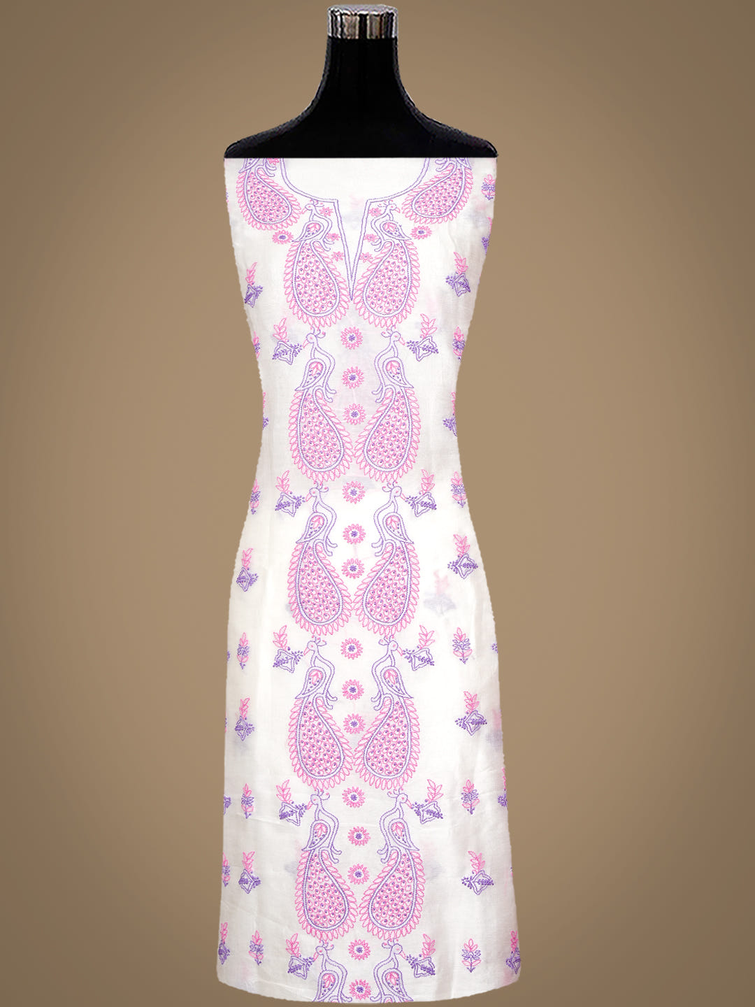 Ada Hand Embroidered White Organza Lucknowi Chikankari Unstitched Kurta Dupatta Set 01A999227