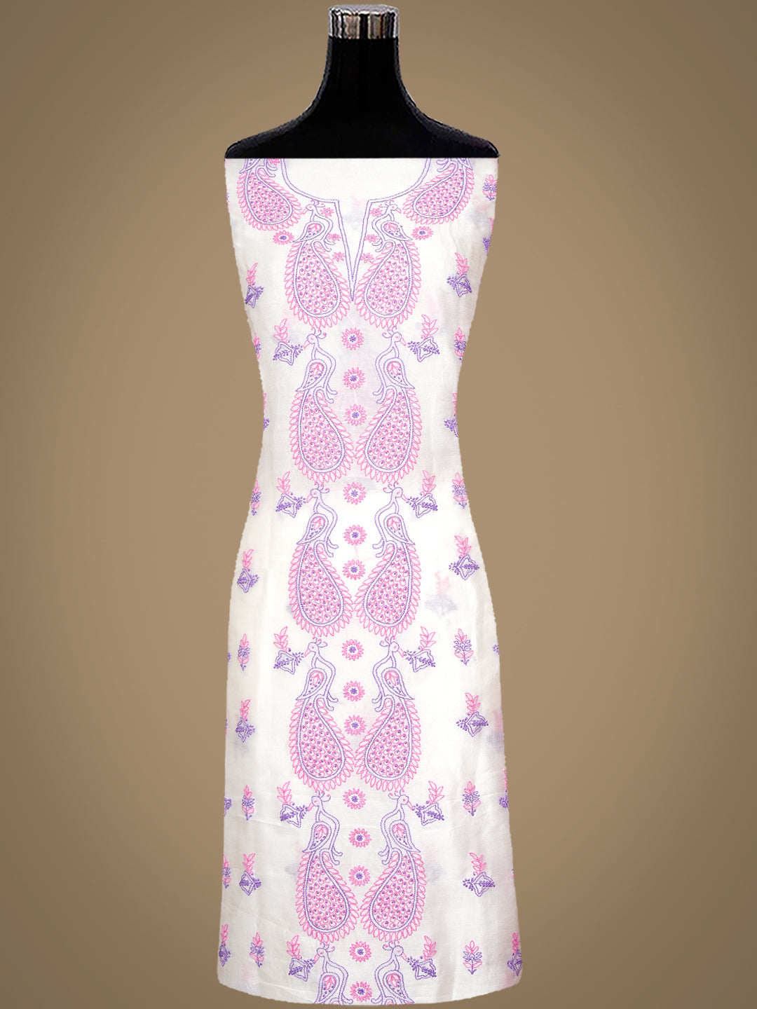 Ada Hand Embroidered White Organza Lucknowi Chikankari Unstitched Kurta Dupatta 01A999227