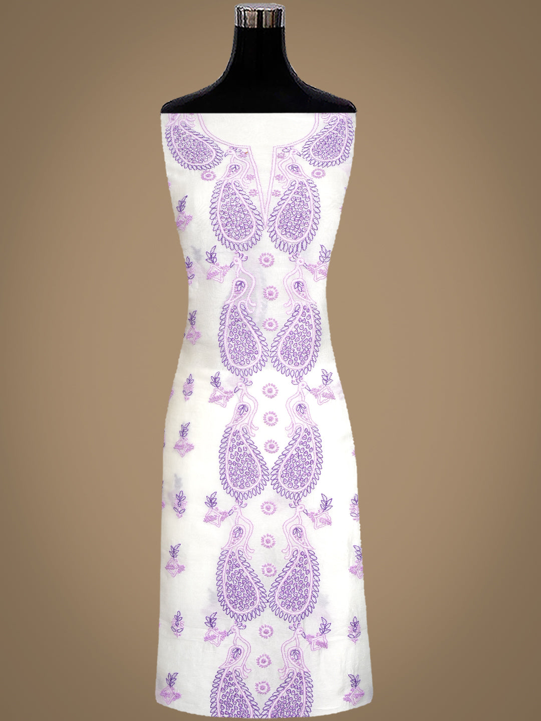 Ada Hand Embroidered White Organza Lucknowi Chikankari Unstitched Kurta Dupatta 01A999244