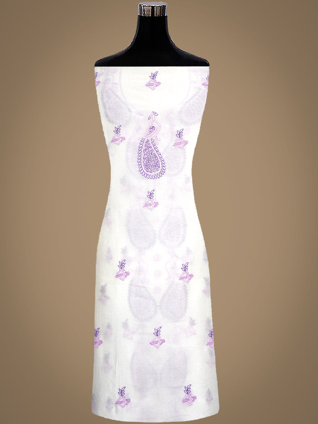 Ada Hand Embroidered White Organza Lucknowi Chikankari Unstitched Kurta Dupatta 01A999244