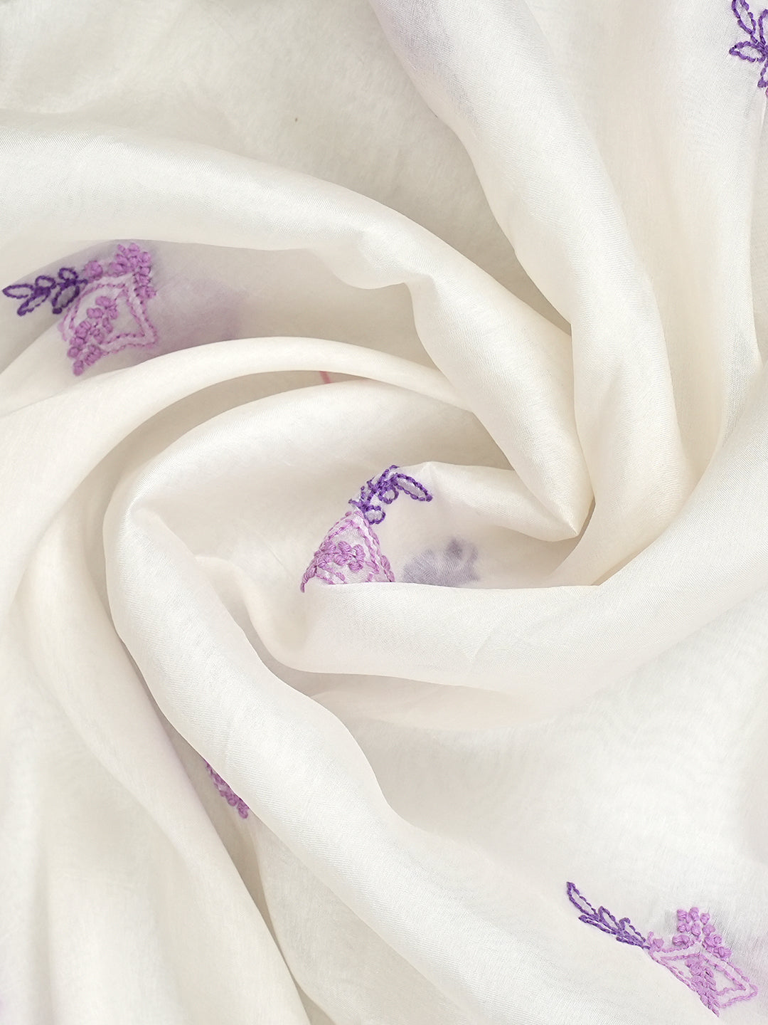 Ada Hand Embroidered White Organza Lucknowi Chikankari Unstitched Kurta Dupatta 01A999244