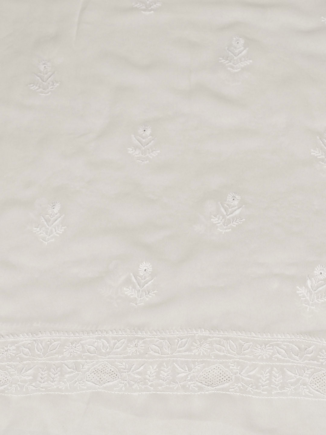 Ada Hand Embroidered White Pure Georgette Lucknowi Chikankari Unstitched Kurta Dupatta Set 01A987751
