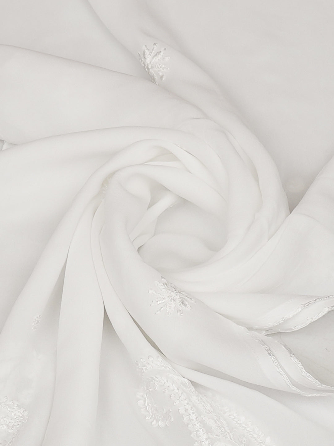 Ada Hand Embroidered White Viscose Georgette Lucknowi Chikankari Dupatta 01A963936