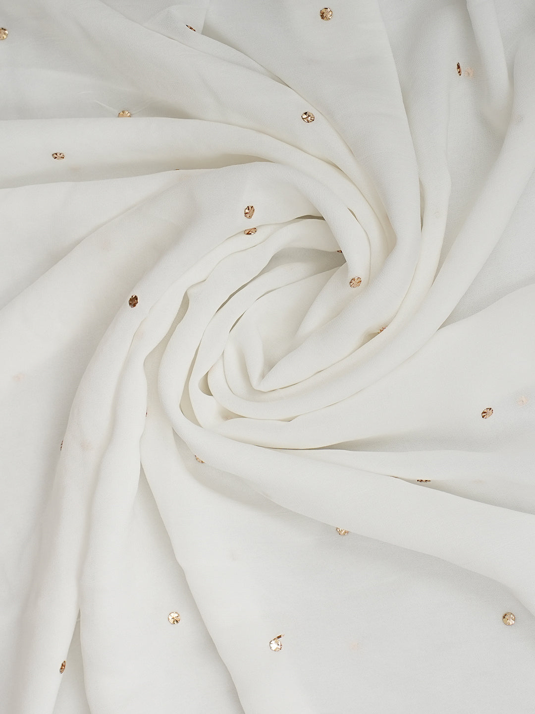 Ada Hand Embroidered White Viscose Georgette Unstitched Kurta Dupatta With Muqaish/Mukaish Work 01A979997