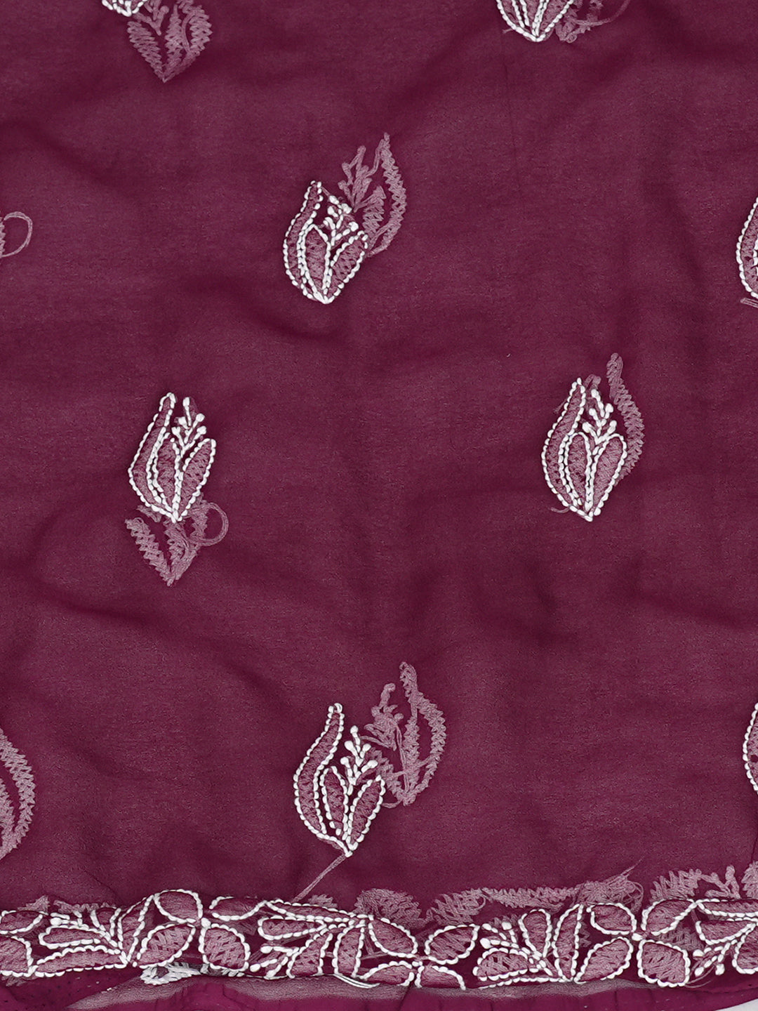 Ada Hand Embroidered Wine Faux Georgette Lucknowi Chikankari Unstitched Suit Piece 01A1002590