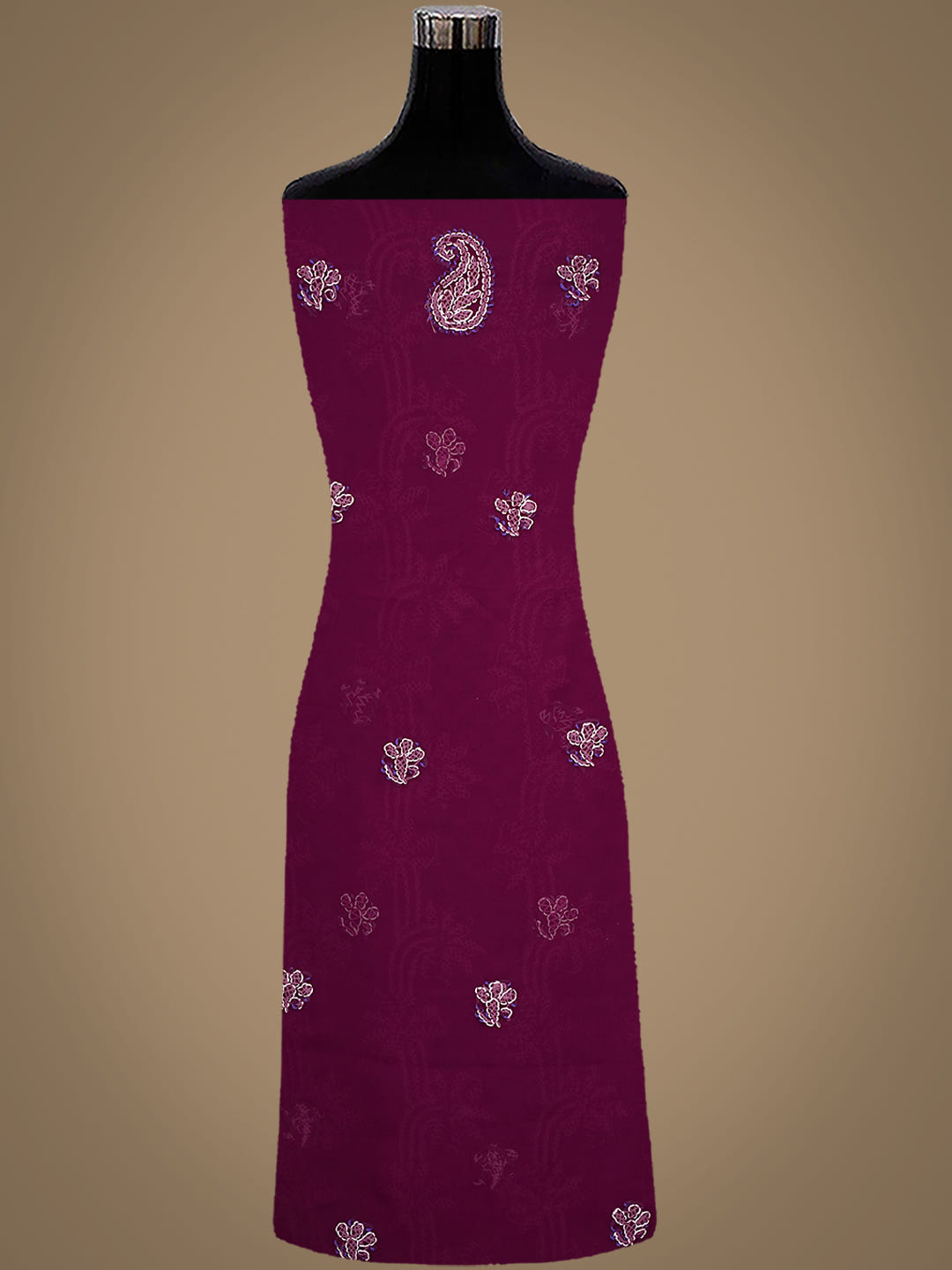 Ada Hand Embroidered Wine Georgette Lucknowi Chikankari Unstitched Suit Piece_2