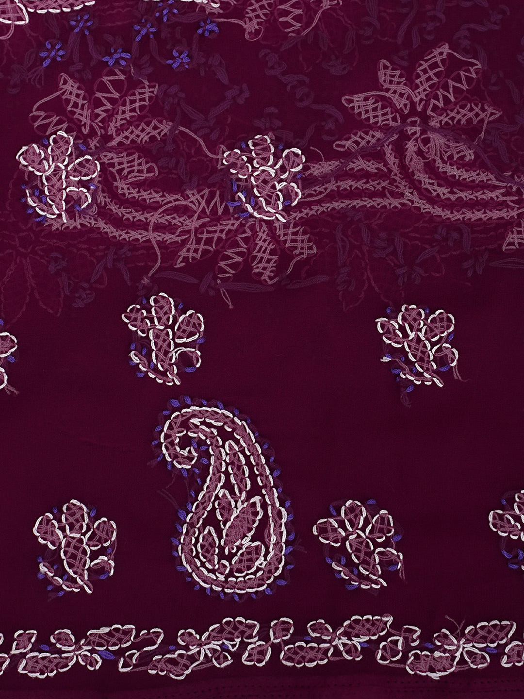 Ada Hand Embroidered Wine Georgette Lucknowi Chikankari Unstitched Suit Piece_7