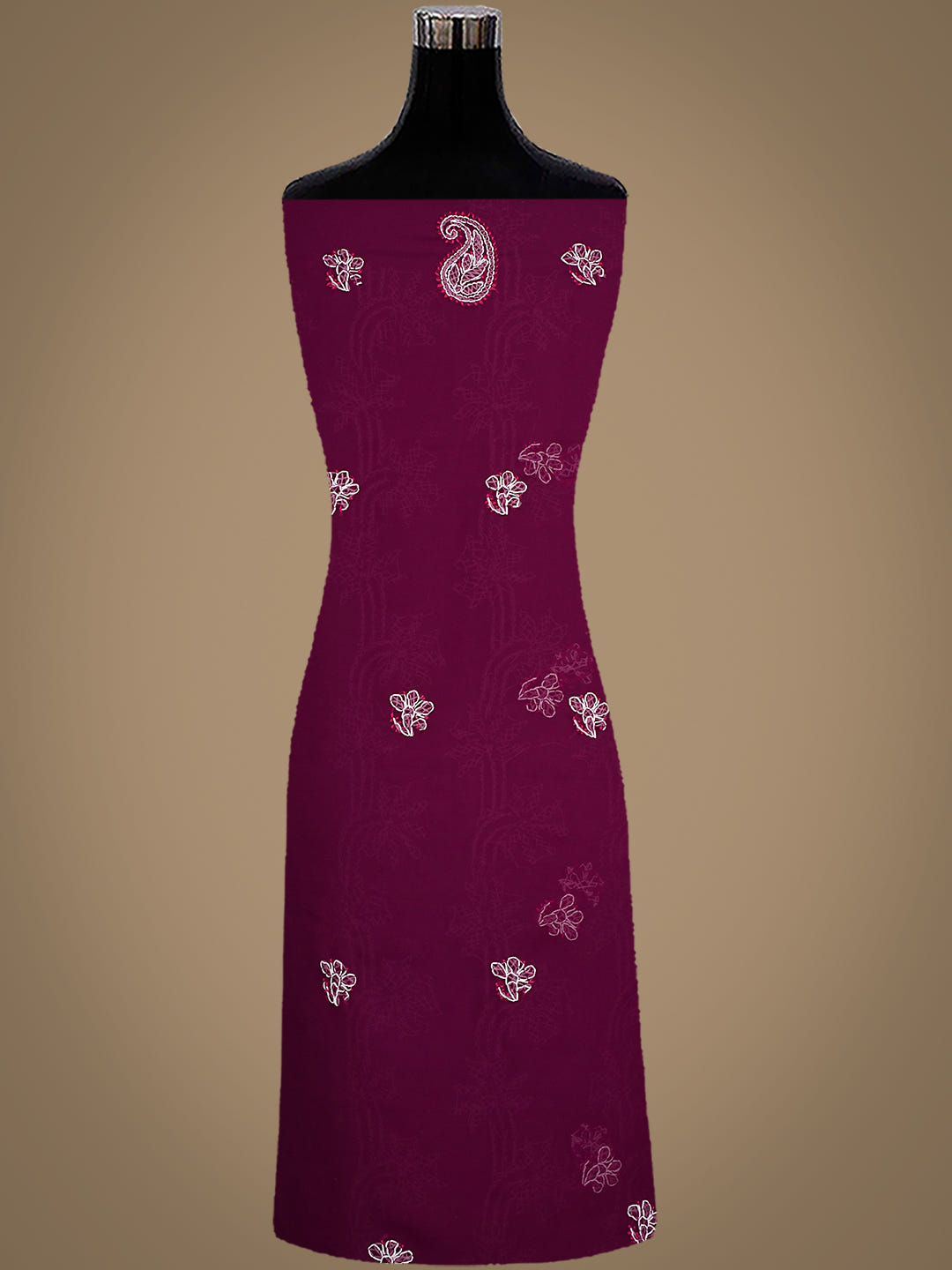 Ada Hand Embroidered Wine Georgette Lucknowi Chikankari Unstitched Suit Piece_2