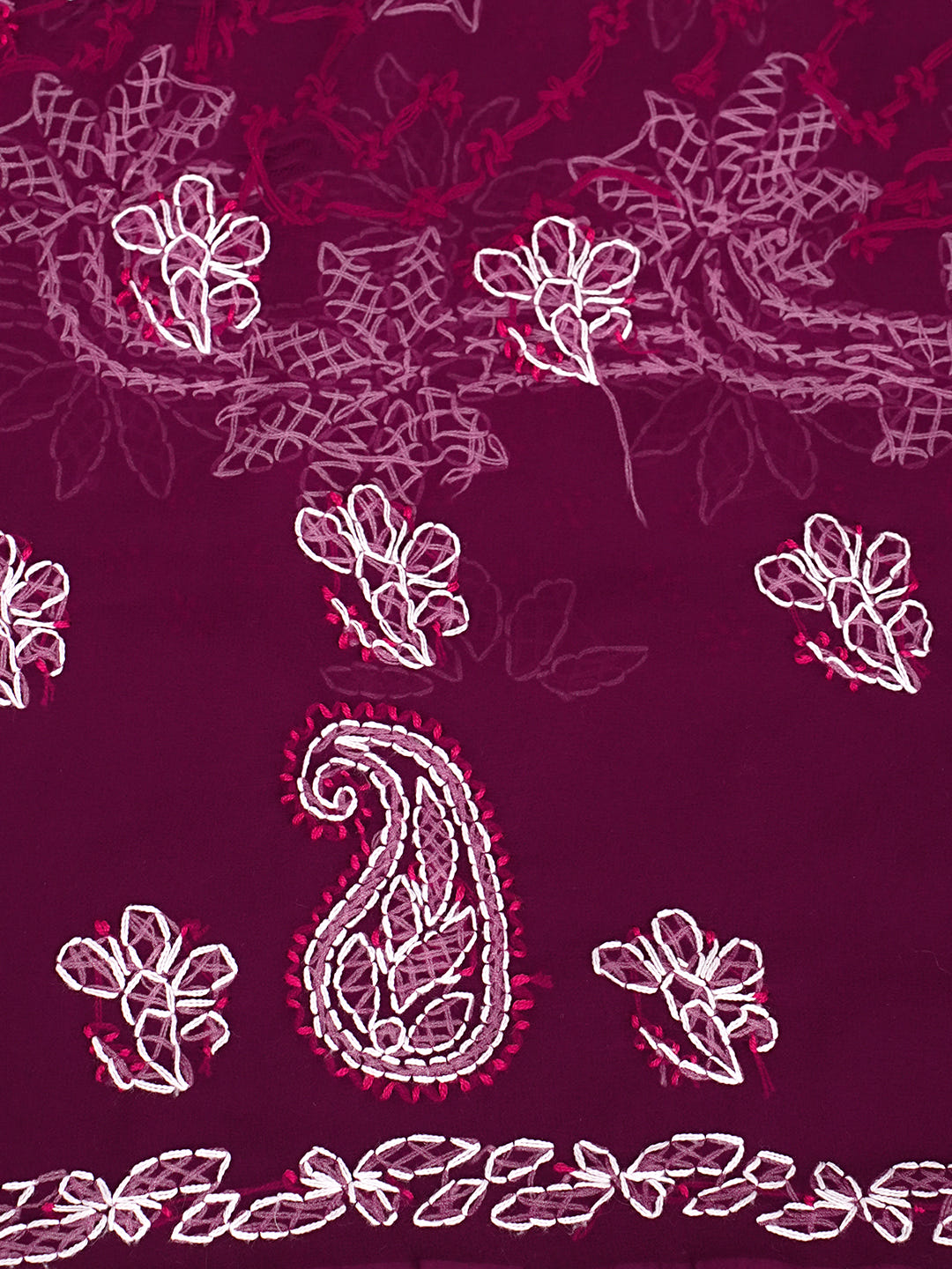 Ada Hand Embroidered Wine Georgette Lucknowi Chikankari Unstitched Suit Piece_7