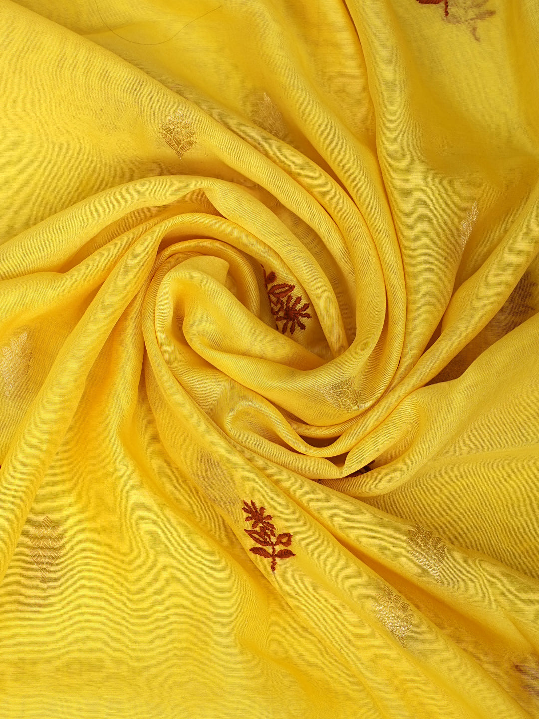 Ada Hand Embroidered Yellow Chanderi Lucknowi Chikankari Unstitched Kurta Dupatta Set 07A500709