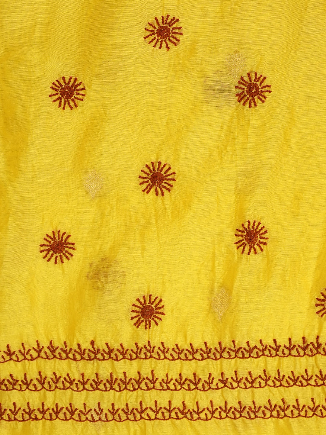 Ada Hand Embroidered Yellow Chanderi Lucknowi Chikankari Unstitched Kurta Dupatta Set 07A500709