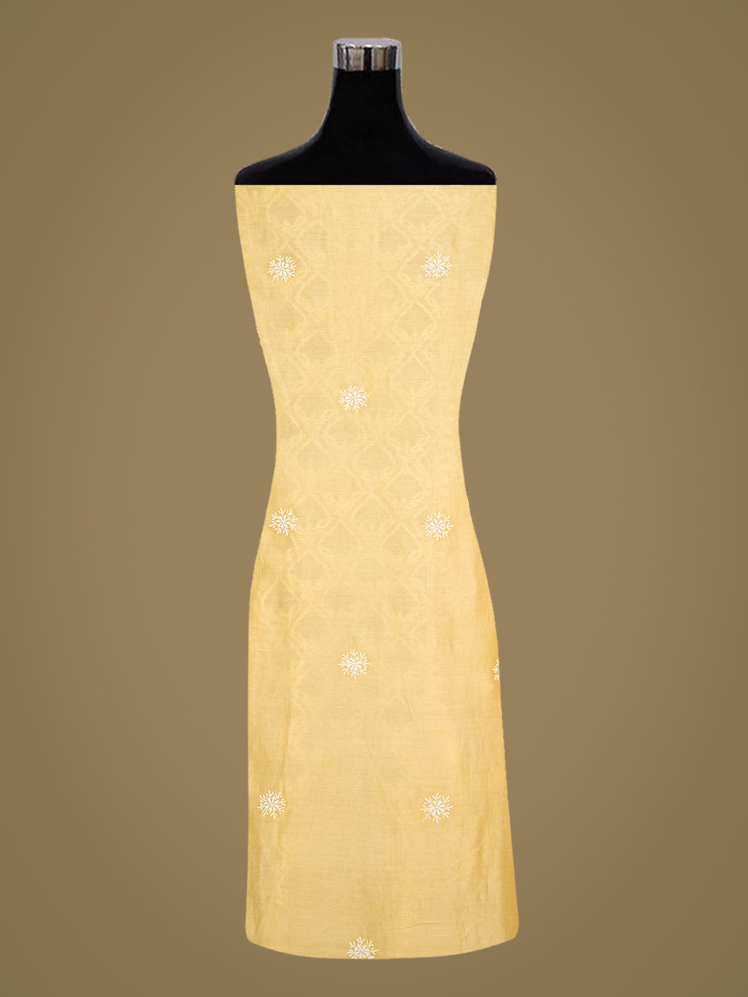 Ada Hand Embroidered Yellow Chanderi Lucknowi Chikankari Unstitched Kurta Dupatta Set 01A981997