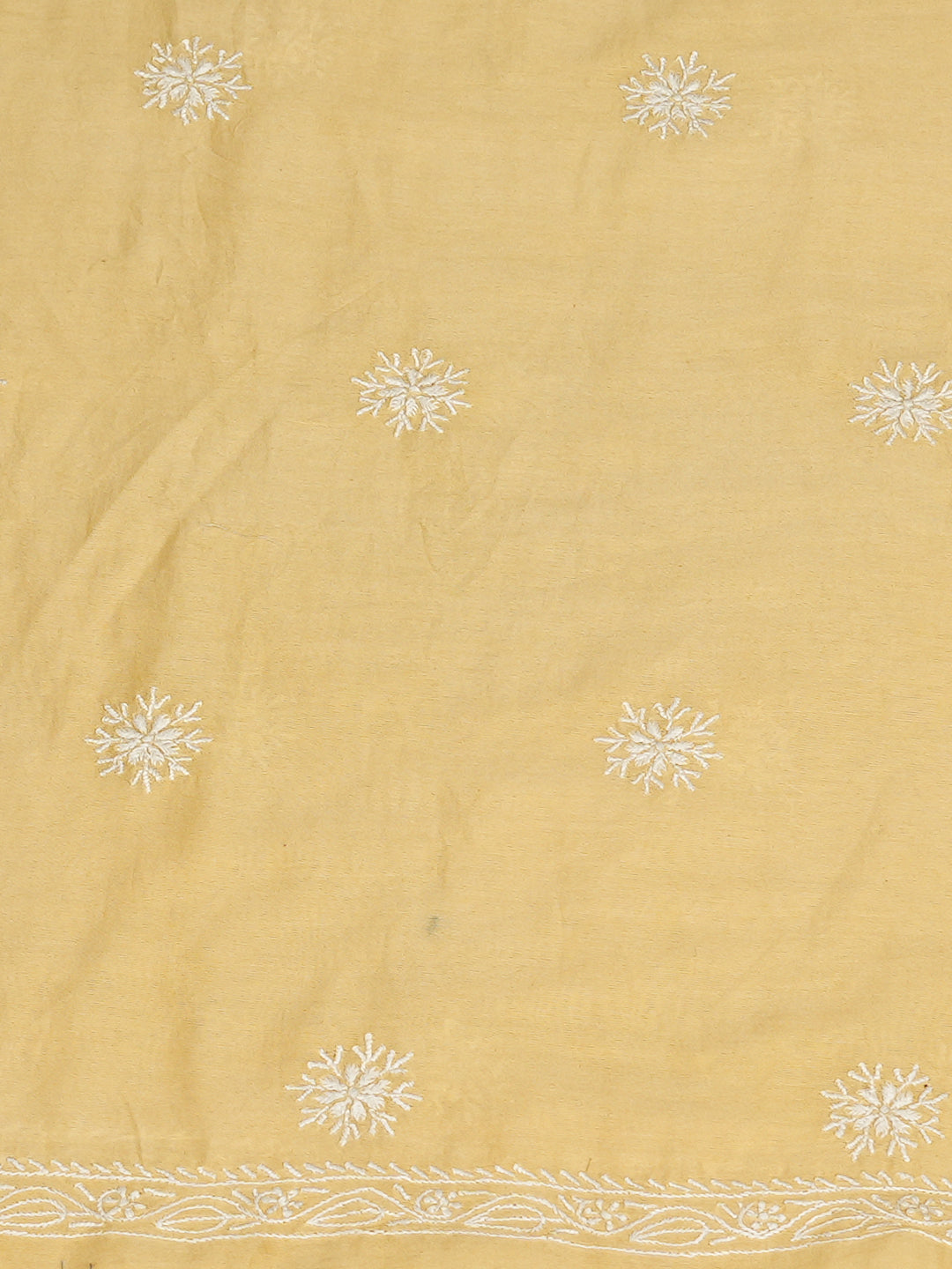 Ada Hand Embroidered Yellow Chanderi Lucknowi Chikankari Unstitched Kurta Dupatta Set 01A981997