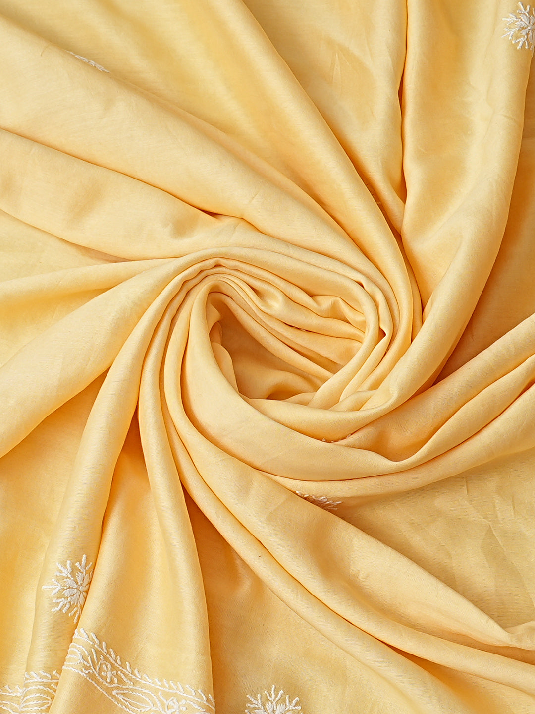 Ada Hand Embroidered Yellow Chanderi Lucknowi Chikankari Unstitched Kurta Dupatta Set 01A981997