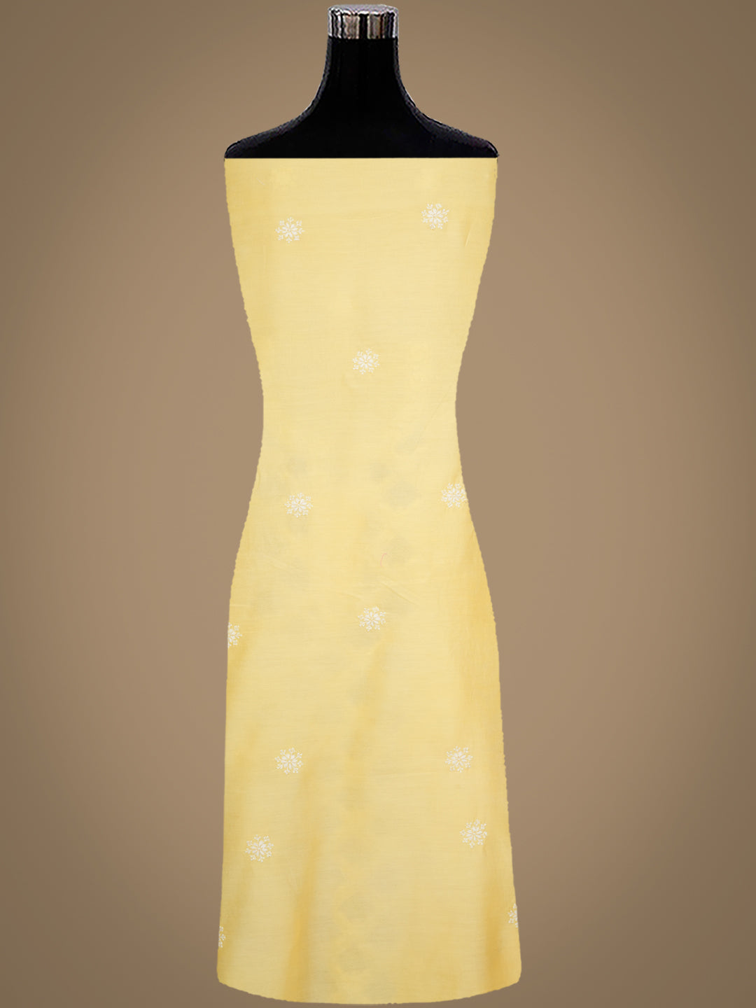 Ada Hand Embroidered Light Yellow Chanderi Lucknowi Chikankari Unstitched Kurta Dupatta Set With Cutdana Work 01A948878