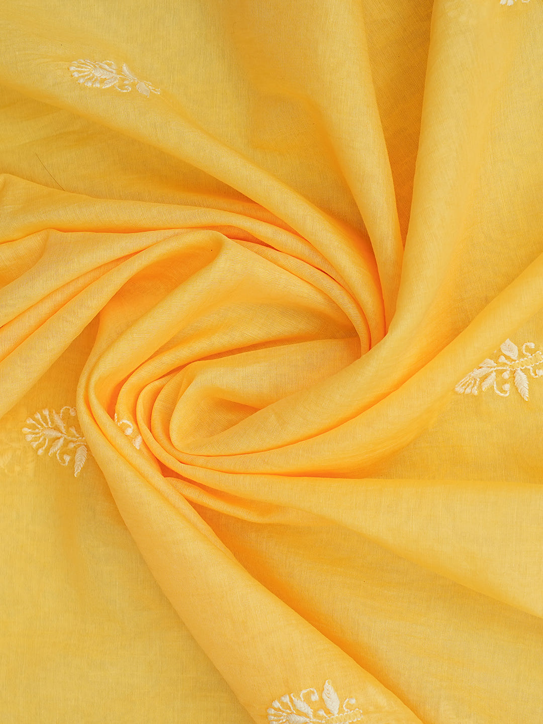Ada Hand Embroidered Yellow Chanderi Unstitched Lucknowi Chikankari Kurta Dupatta Set 01A939415