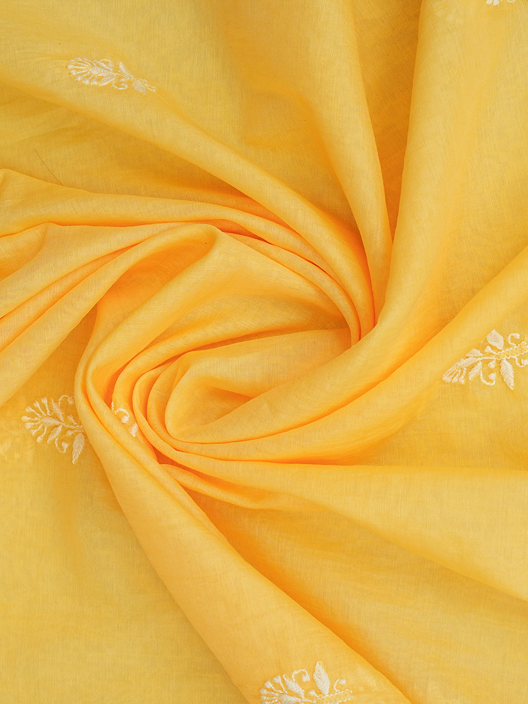 Ada Hand Embroidered Yellow Chanderi Unstitched Lucknowi Chikankari Kurta Dupatta Set 01A939415