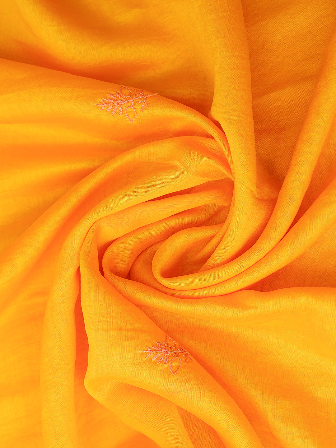 Ada Hand Embroidered Yellow Chanderi Unstitched Lucknowi Chikankari Kurta Dupatta Set 07A502693