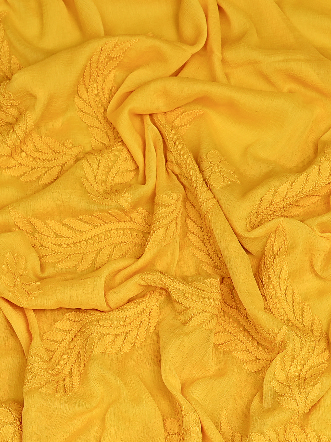 Ada Hand Embroidered Yellow Chiffon Lucknowi Chikankari Dupatta 01A767573_4