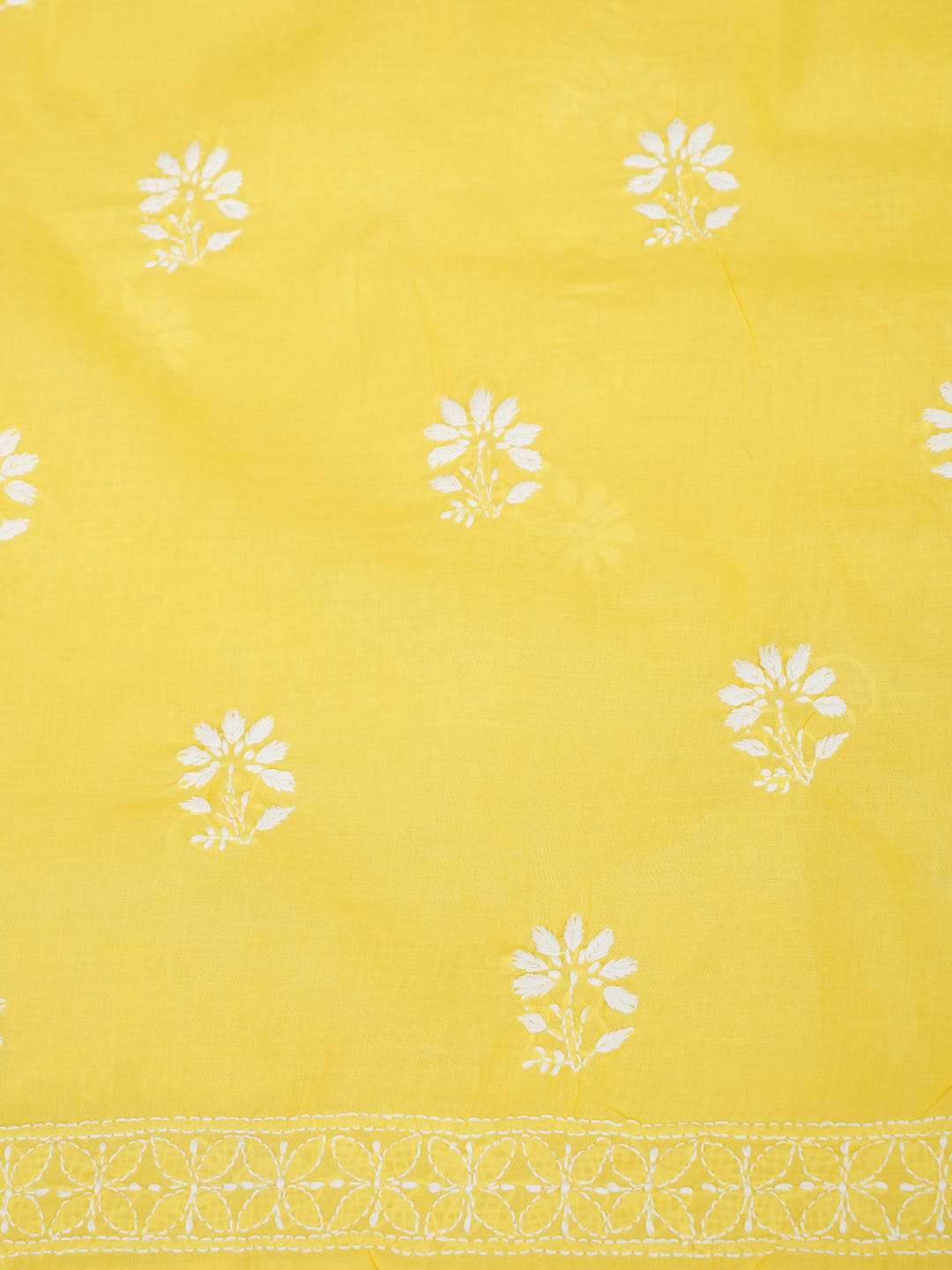 Ada Hand Embroidered Yellow Cotton Lucknowi Chikankari Unstitched Kurta 01A718477
