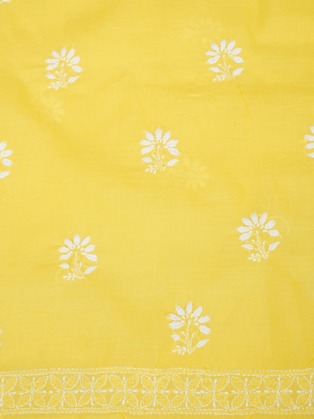 Ada Hand Embroidered Yellow Cotton Lucknowi Chikankari Unstitched Kurta 01A718477