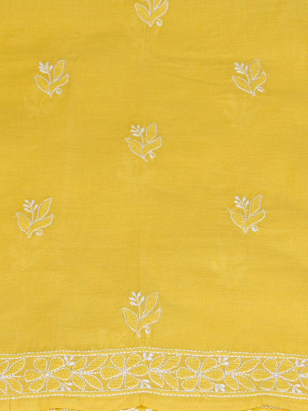 Ada Hand Embroidered Yellow Cotton Lucknowi Chikankari Unstitched Kurta 01A863908