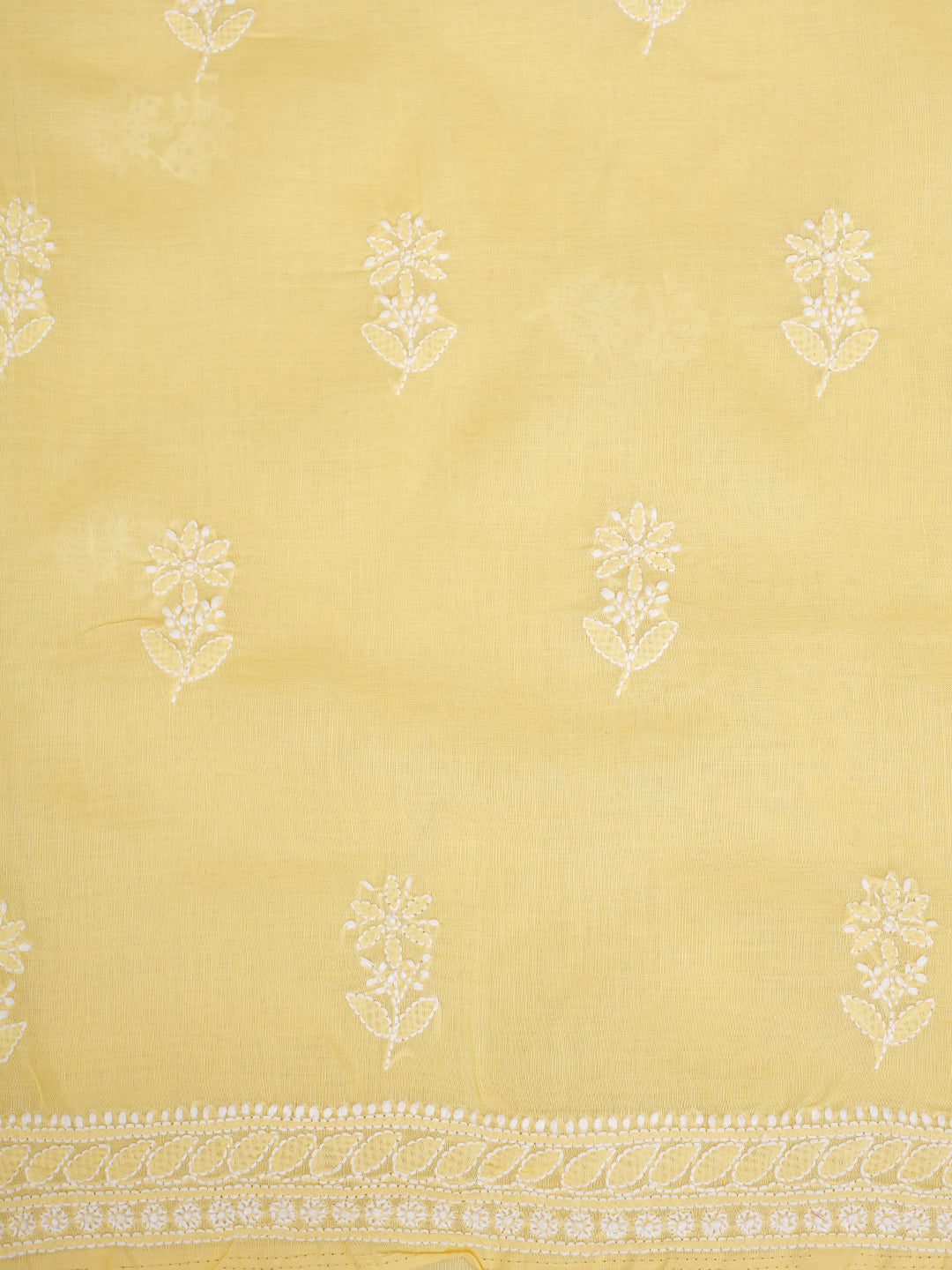 Ada Hand Embroidered Yellow Cotton Lucknowi Chikankari Unstitched Suit Piece 01A914820