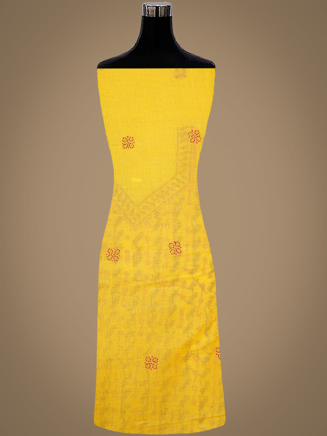 Ada Hand Embroidered Yellow Cotton Lucknowi Chikankari Unstitched Suit Piece 01A947753