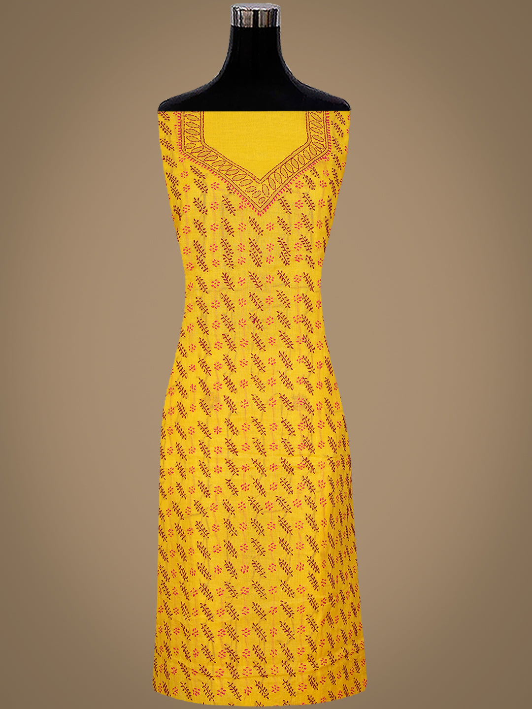 Ada Hand Embroidered Yellow Cotton Lucknowi Chikankari Unstitched Suit Piece 01A947753
