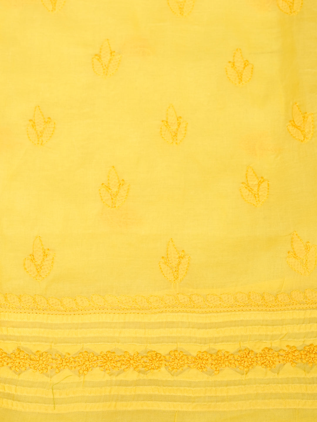 Ada Hand Embroidered Yellow Cotton Lucknowi Chikankari Unstitched Suit Piece 01A981313
