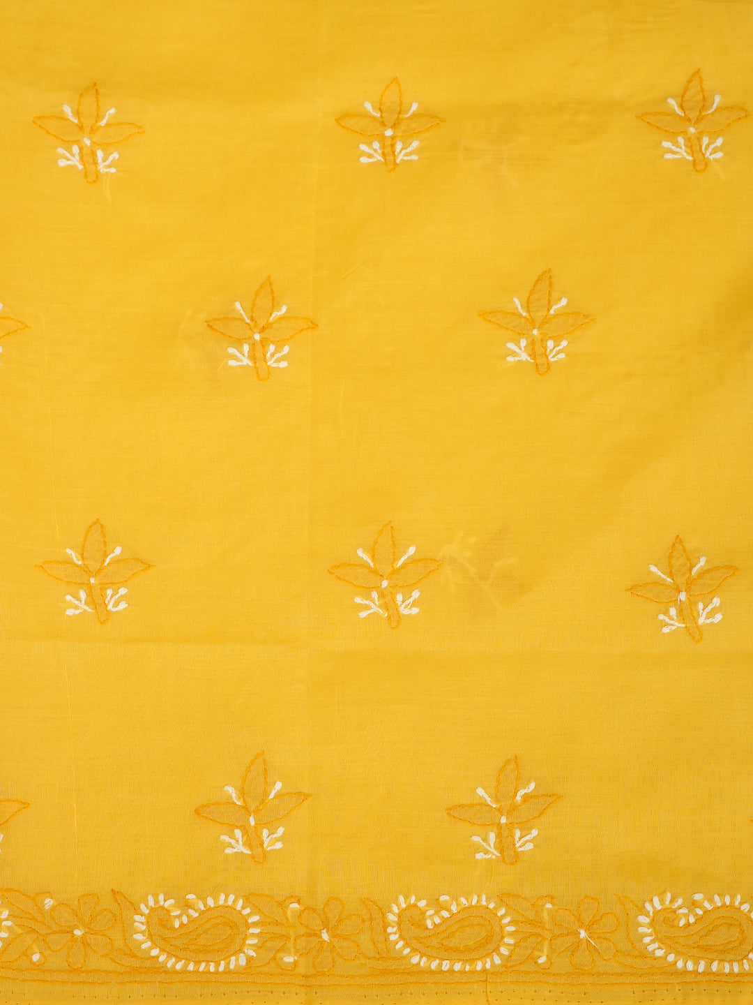 Elegant Ada Yellow Cotton Chikankari Suit With Delicate Hand Embroidery