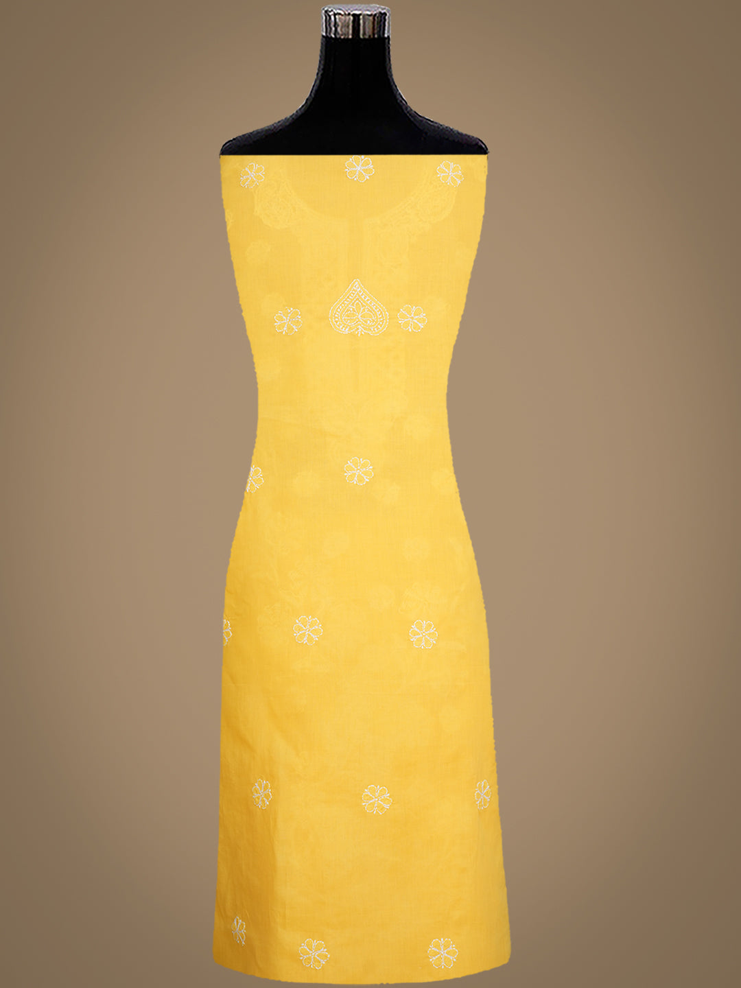Ada Hand Embroidered Yellow Cotton Lucknowi Chikankari Unstitched Suit Piece 01A992361